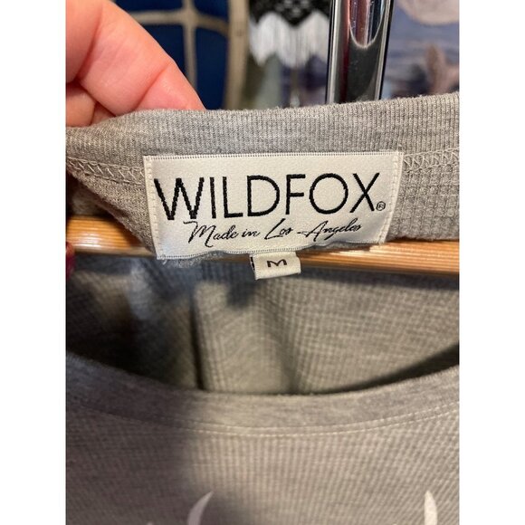 Wildfox Deer Gray Waffle Texture Oversized Slouchy Lightweight Shirt Sz M - Picture 4 of 9